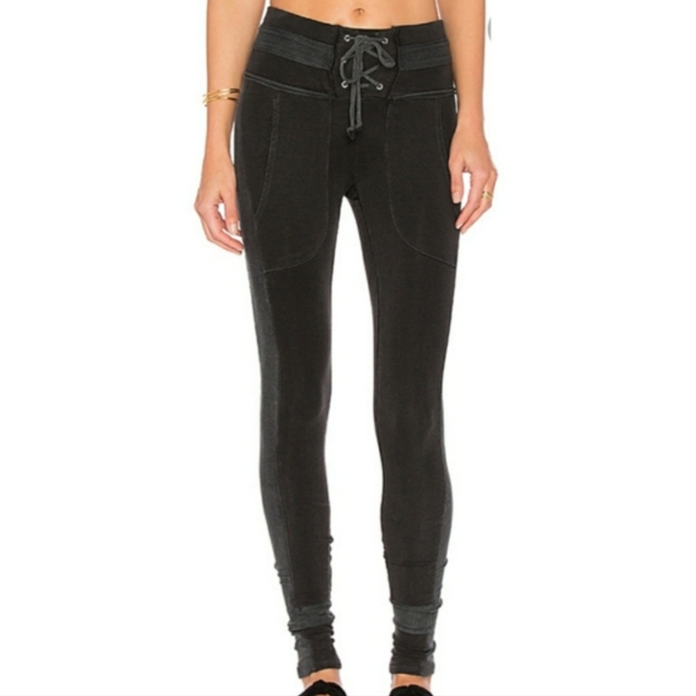 Free people black front tie soft legging size small